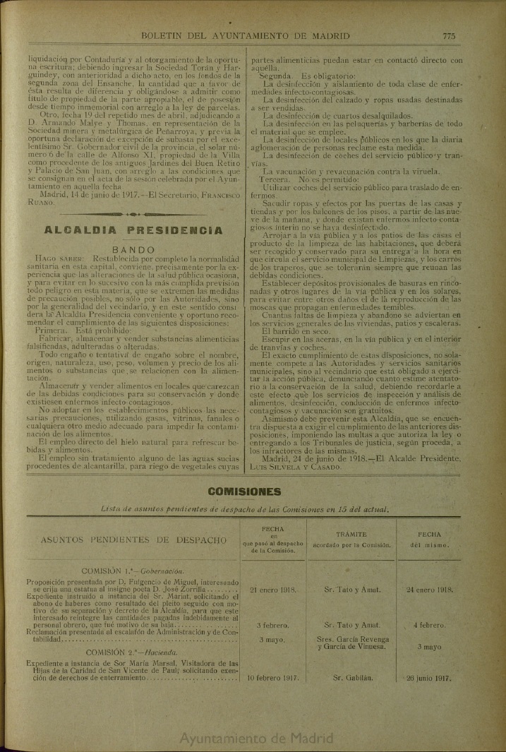 Boletín Oficial del Ayuntamiento de Madrid del 24 de junio de 1918 Página 775